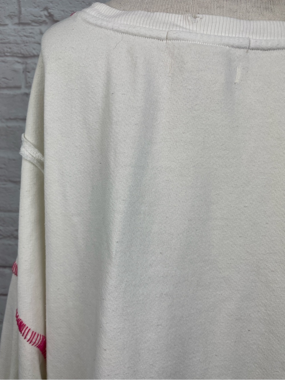 Free People x Tricia Fix Camden Patchwork Quilted Love Ivory Sweatshirt Size S - Picture 8 of 12